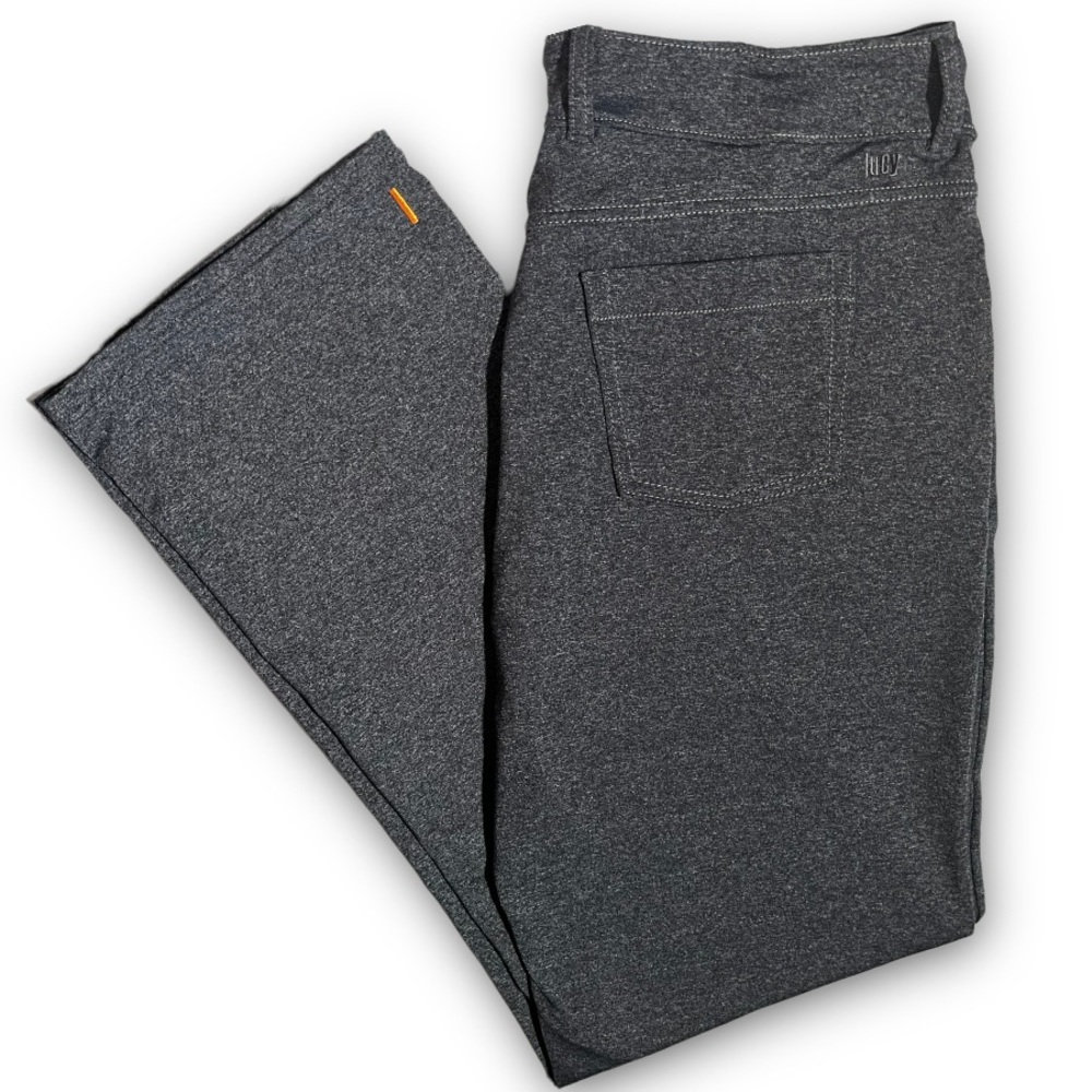Lucy Straight Leg Pants in Charcoal Heather with Orange Tab